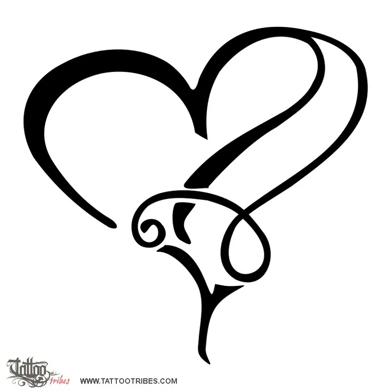 Tattoo image of M+A heartigram, Union