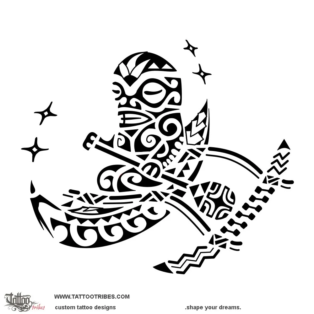 Tattoo image of Va'a, Polynesian canoe
