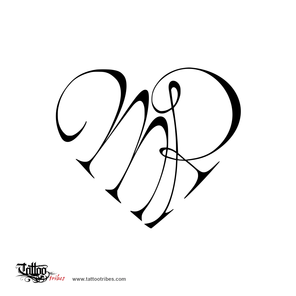 Tattoo image of M+R heart, Union, love