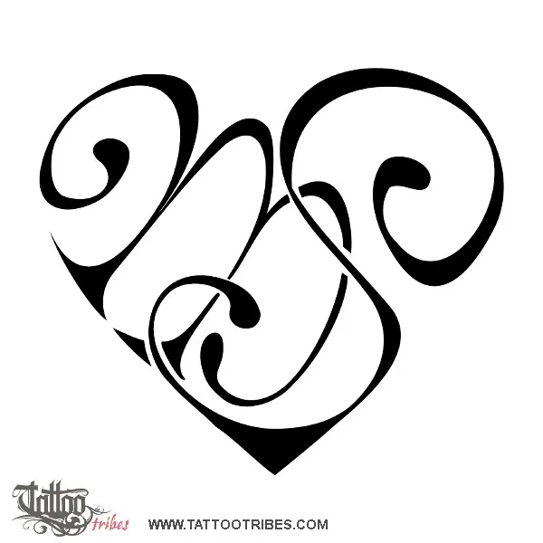 Tattoo image of M+S heart, Bond, affection