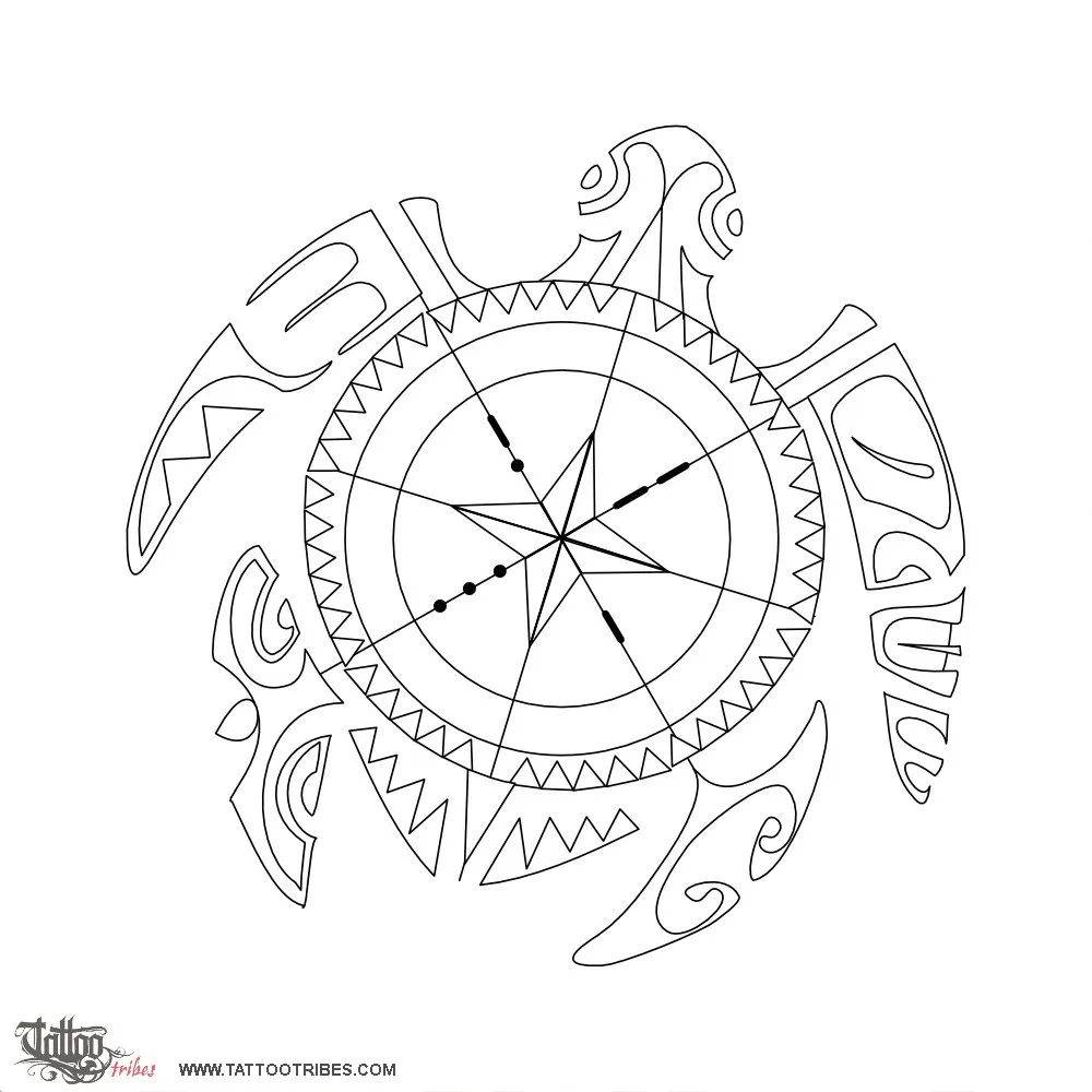 Stencil outline of Compass turtle, Direction
