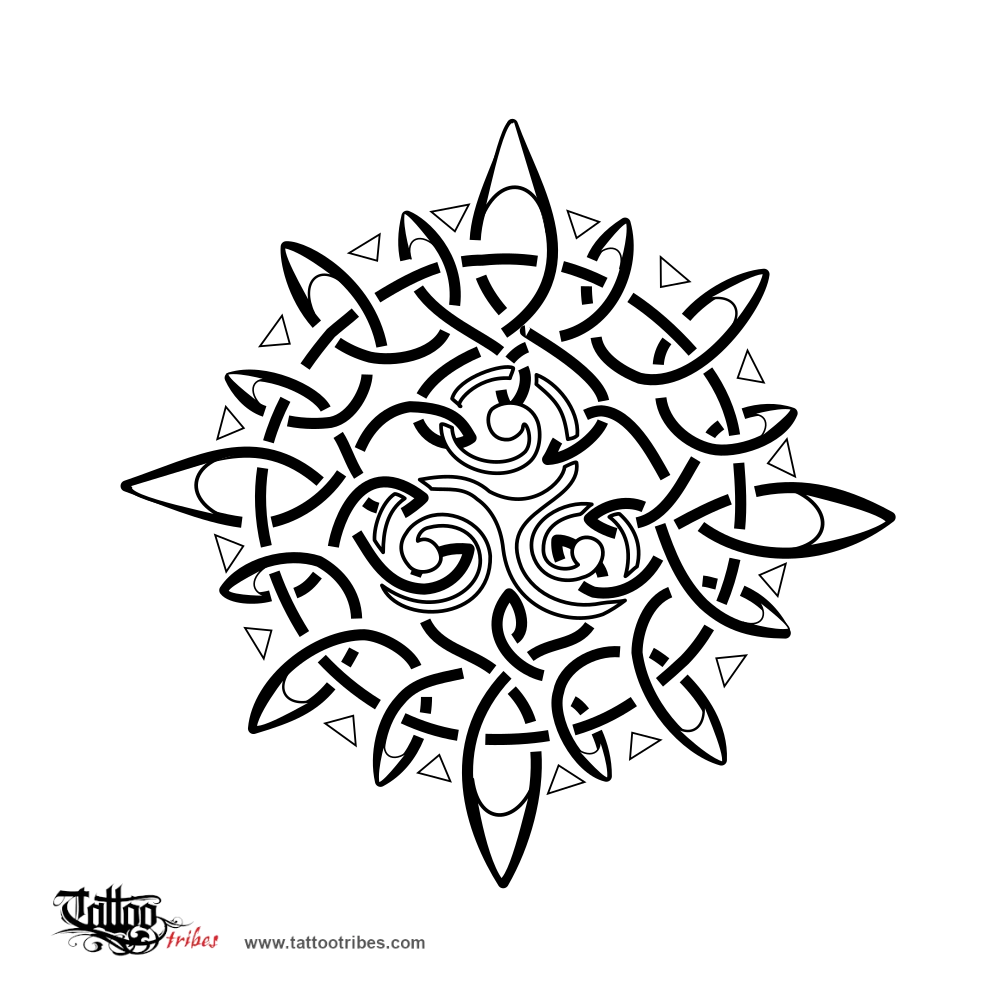 Stencil outline of Sun and triskell, Eternity, life