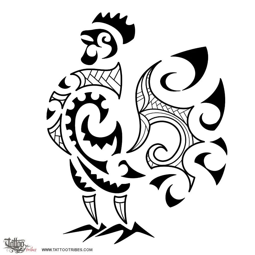 Tattoo image of Tame heihei, Rooster - Maori styled