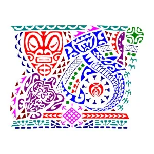 Polynesian forearm sleeve tattoo