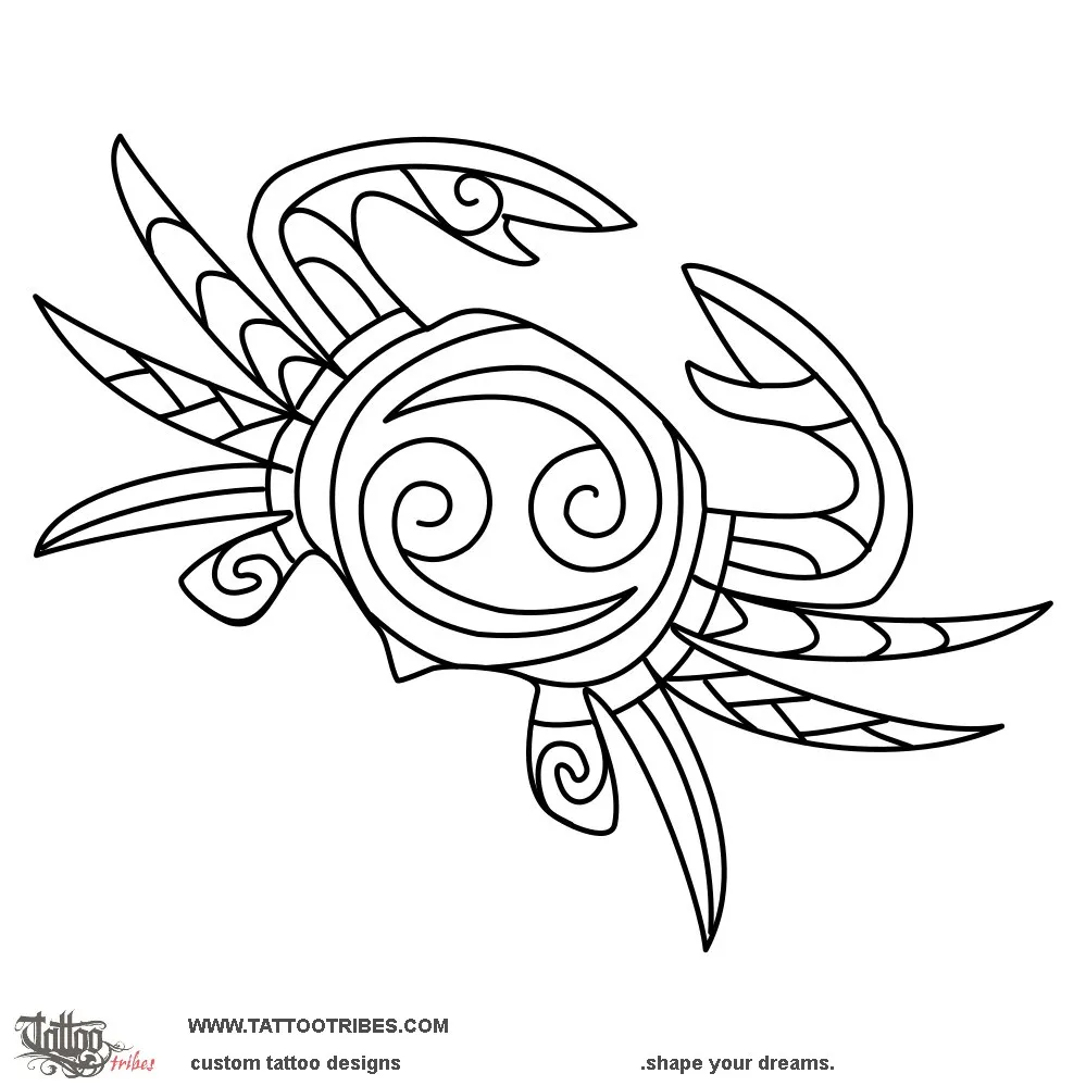 Stencil outline of Maori style crab, Cancer sign