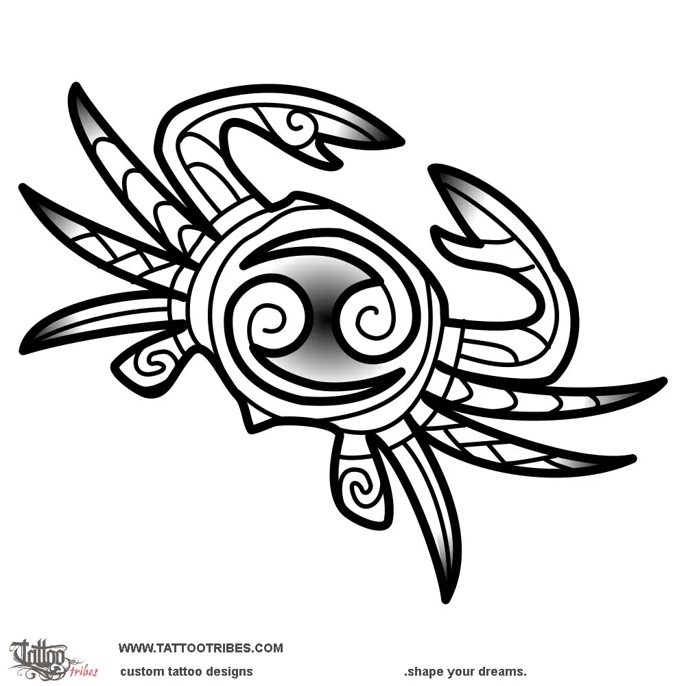 Tattoo image of Maori style crab, Cancer sign