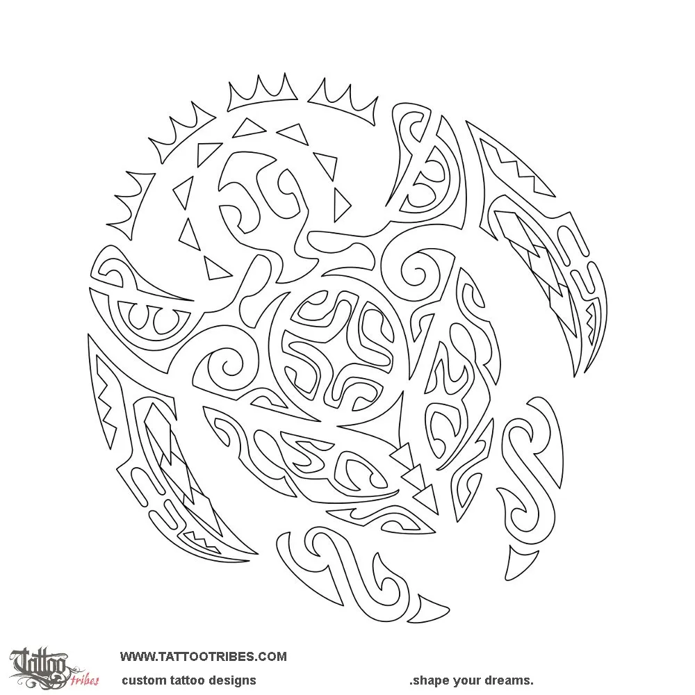 Stencil outline of Manta turtle, Balanced