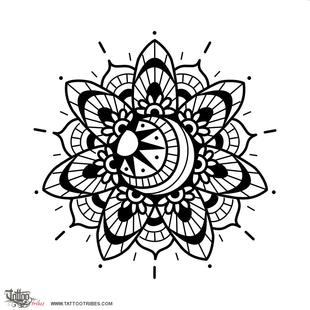 Tattoo image of Mehndi sun, Life, joy