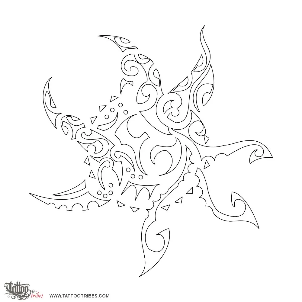 Stencil outline of Sun, Phoenix & gecko