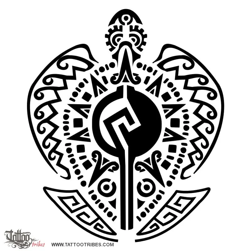 Tattoo image of Mayan turtle, Wisdom, voyage