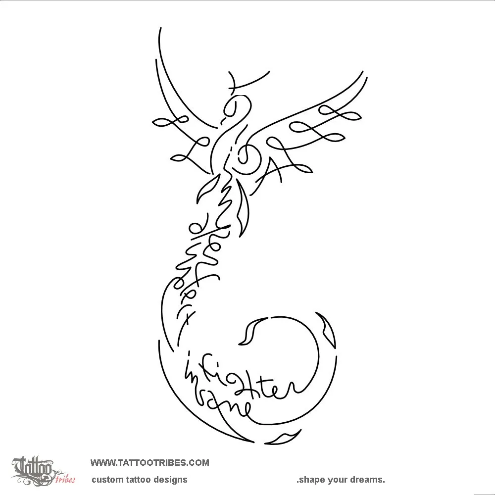 Tattoo image of Phoenix and words, Life