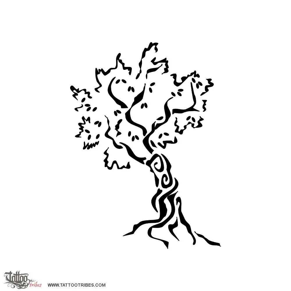 Tattoo image of Olive tree, Immortality downloadable tattoo flash design
