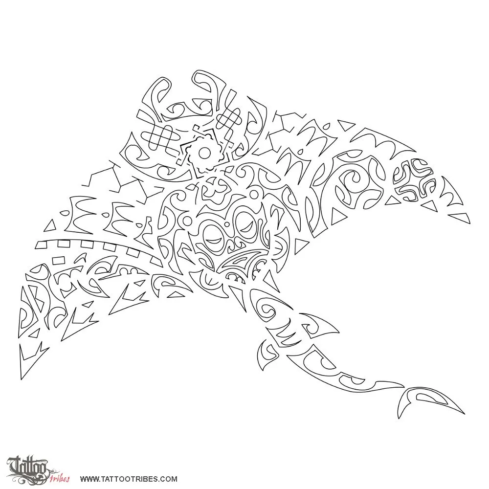 Stencil outline of Manta ray, Sea bound