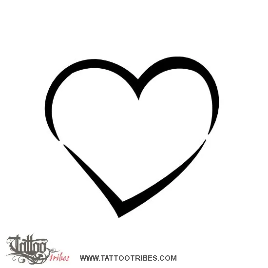 minimal M+V heart tattoo