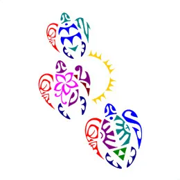 Three small turtles family polynesian tattoo