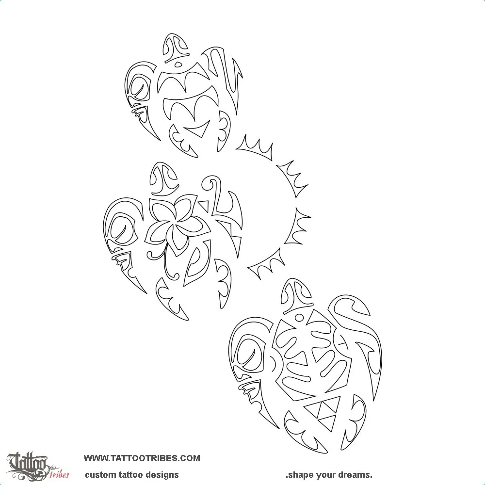 Stencil outline of Toó Toru Honu, Three turtles