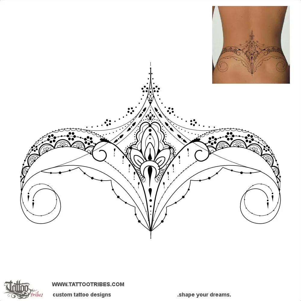 Tattoo image of Femininity, Mehndi style lowerback