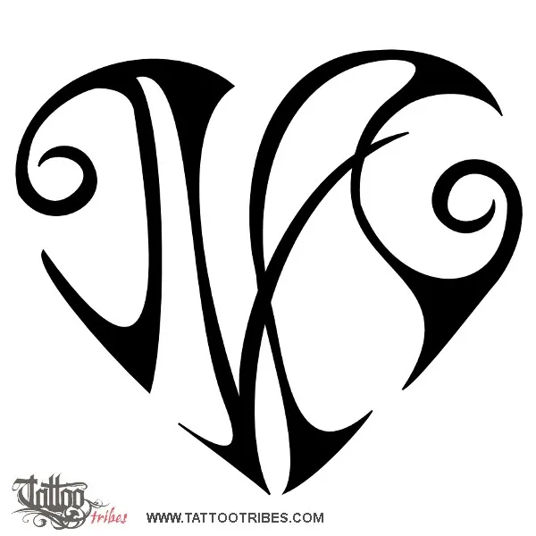 Tattoo image of N+A heart, Union, love