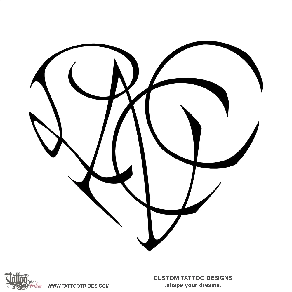 Tattoo image of L+N+C+C heart, Bond