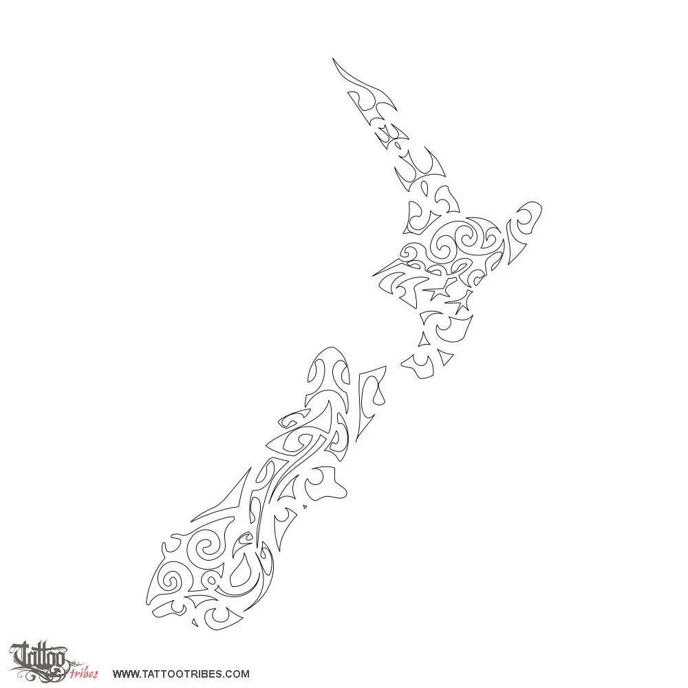 Stencil outline of New Zealand, Nature