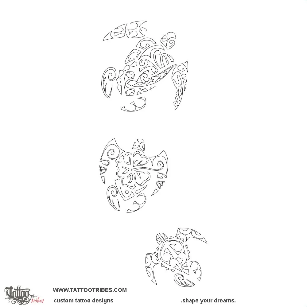 Stencil outline of 3 Turtles, Mother and daughters