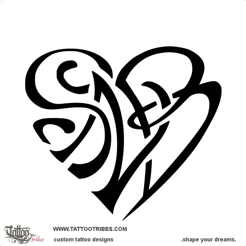 Tattoo image of N+S+B Heart, Union