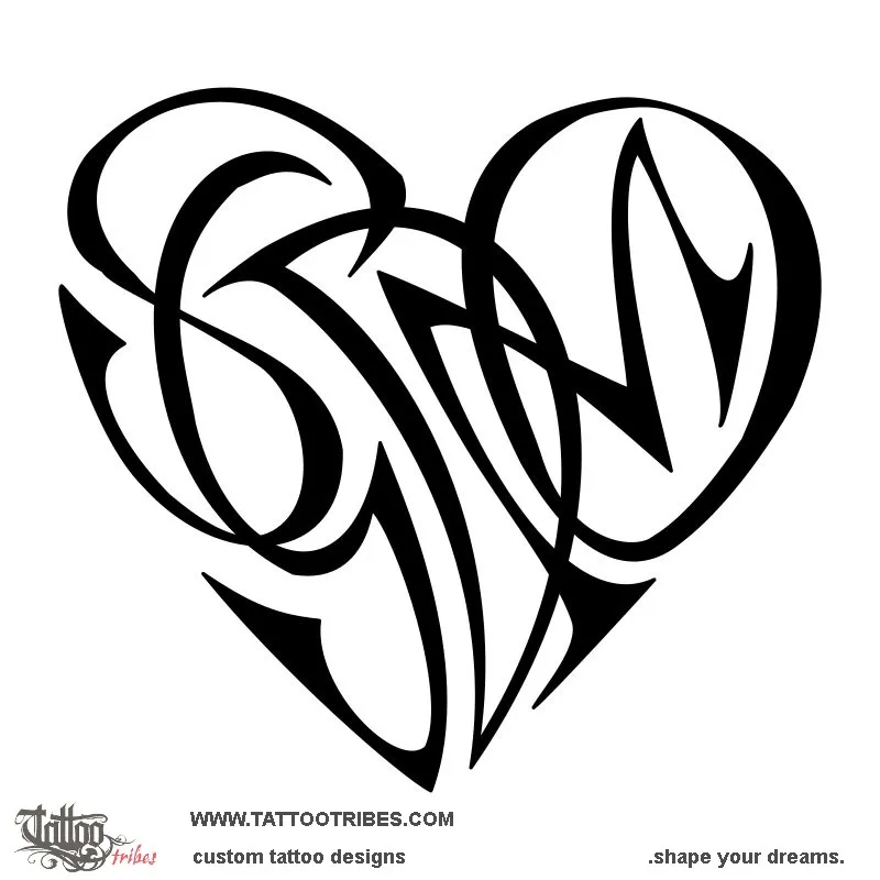 Tattoo image of S+G+D+M+O heart, Family