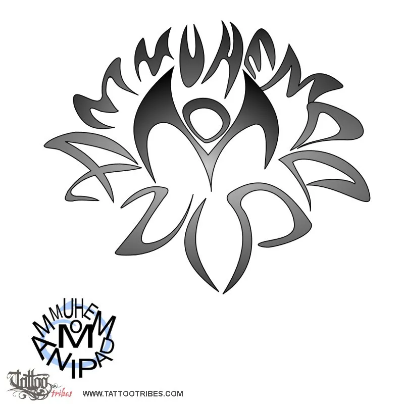 Tattoo image of Om mani padme hum, Lotus flower