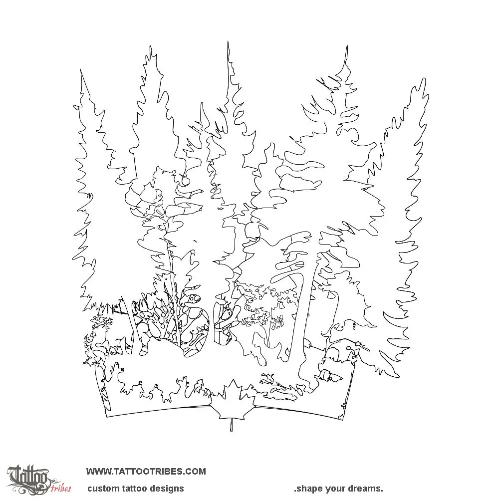 Stencil outline of Forest, Maple leaf