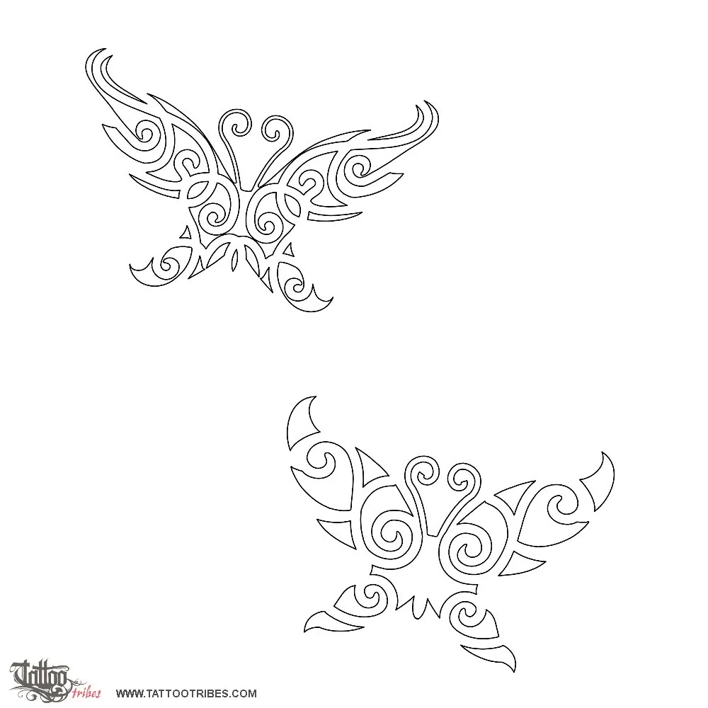 Stencil outline of Small butterflies, Transformation, rebirth