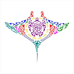 Woman Tahitian manta tattoo for the back