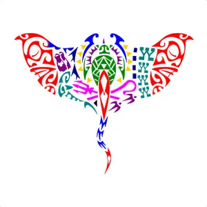 Polynesian scuba diving ocean manta tattoo