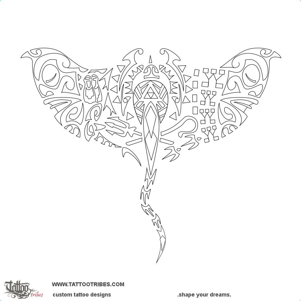 Stencil outline of Ocean manta, Scuba diver