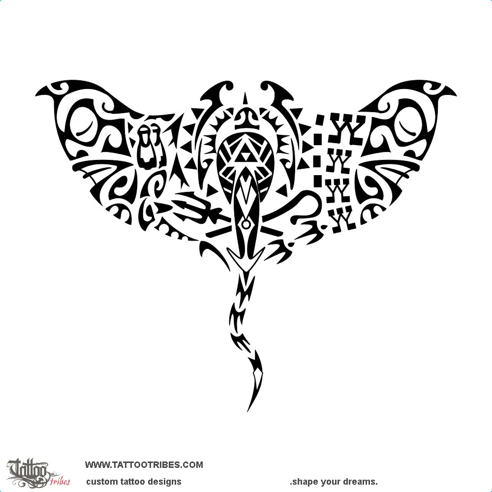 Tattoo image of Ocean manta, Scuba diver