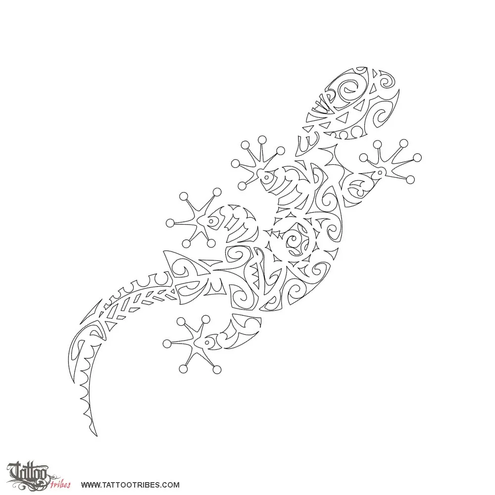 Stencil outline of Moko papa, Brown gecko