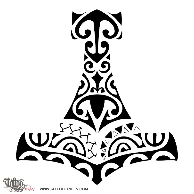 Tattoo image of Polynesian Mjolnir, Protection