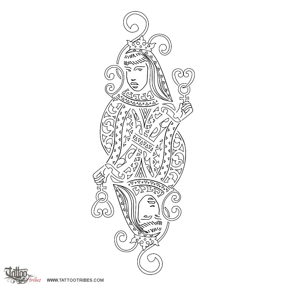 Stencil outline of Queen of hearts, Femininity