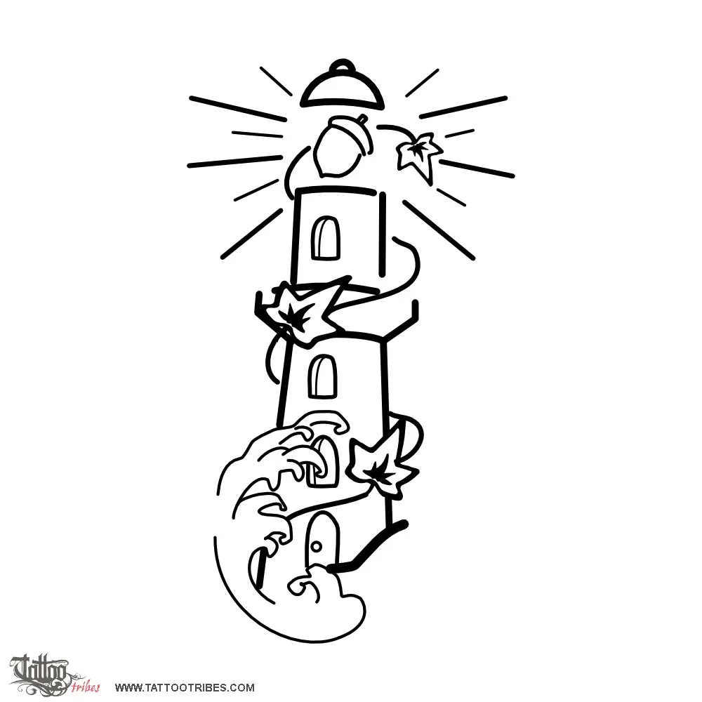 Stencil outline of Lighthouse & acorn, Importance