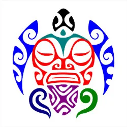 Family turtle round tiki polynesian
tattoo