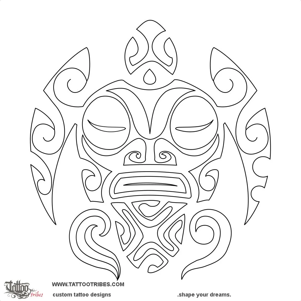 Stencil outline of Tiki turtle, Family protection