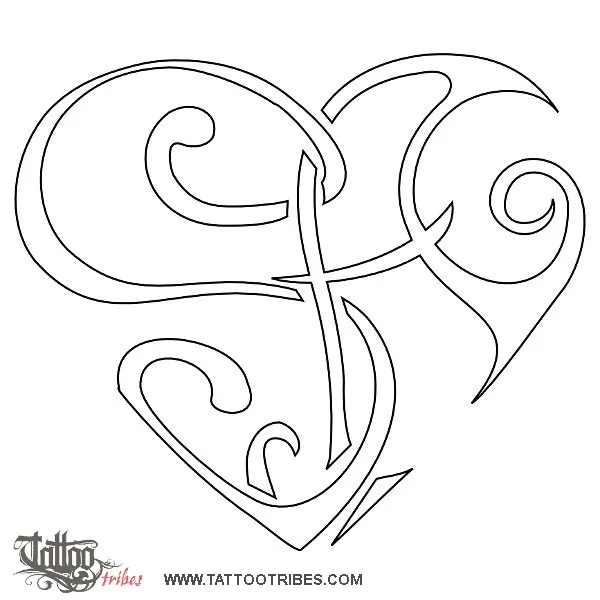 Stencil outline of S+A heart, Union