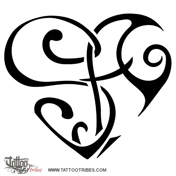 Tattoo image of S+A heart, Union