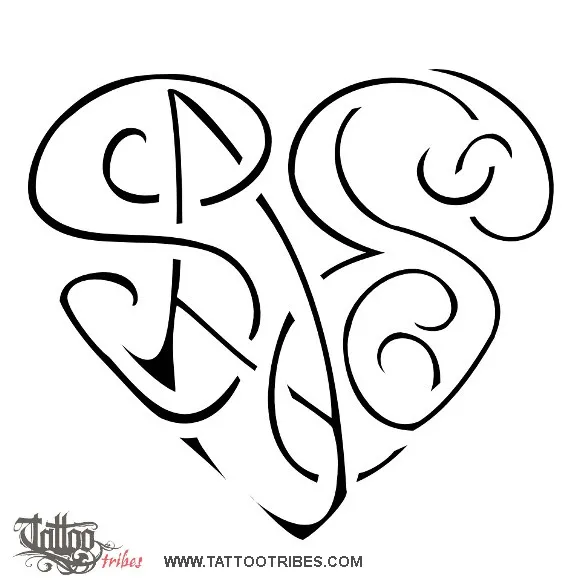 Stencil outline of SAES heartigram, Family