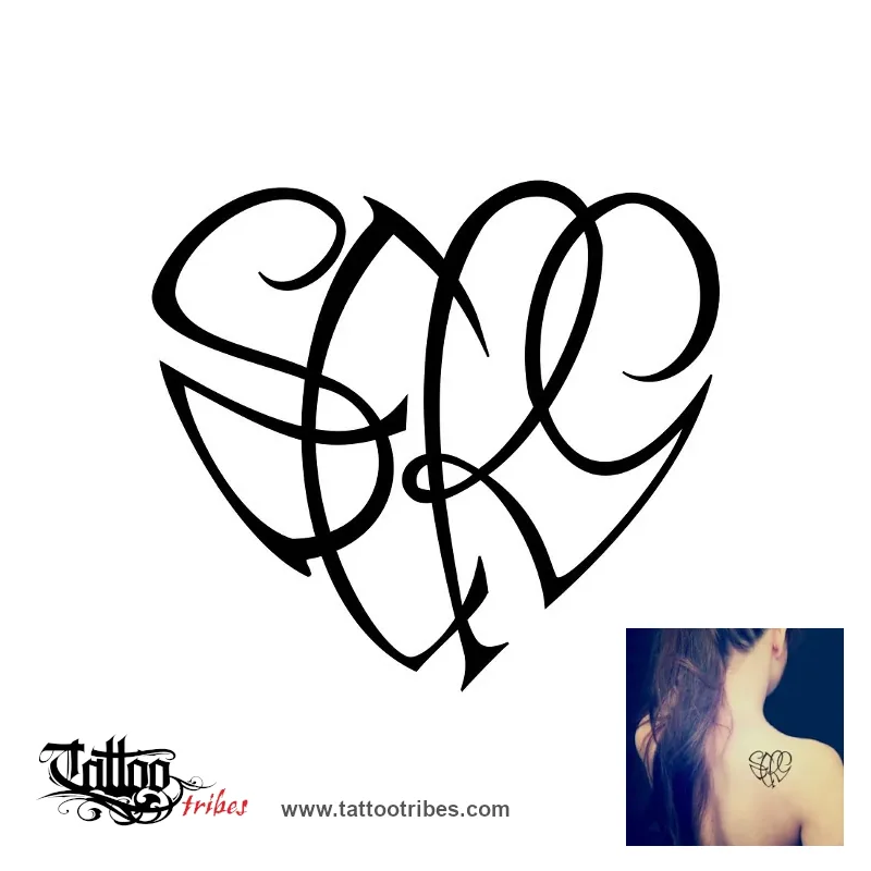 Tattoo image of S+E+R+G heart, Union