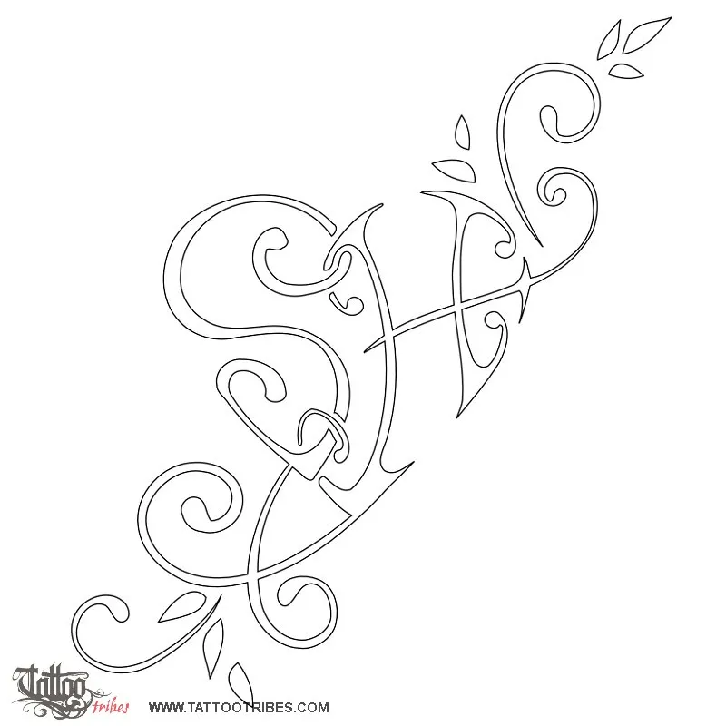 Stencil outline of S+H heart, Union, love
