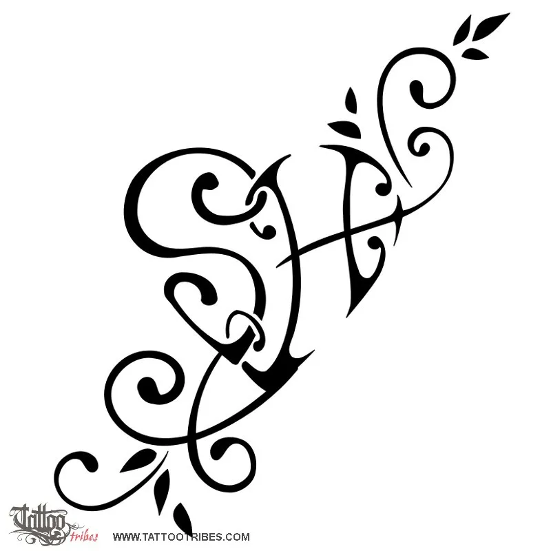 Tattoo image of S+H heart, Union, love