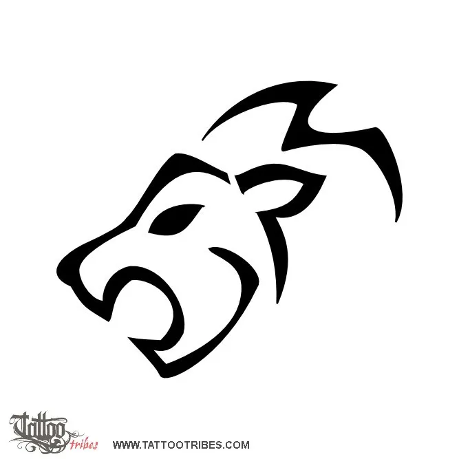Lion head tattoo with letters M+P