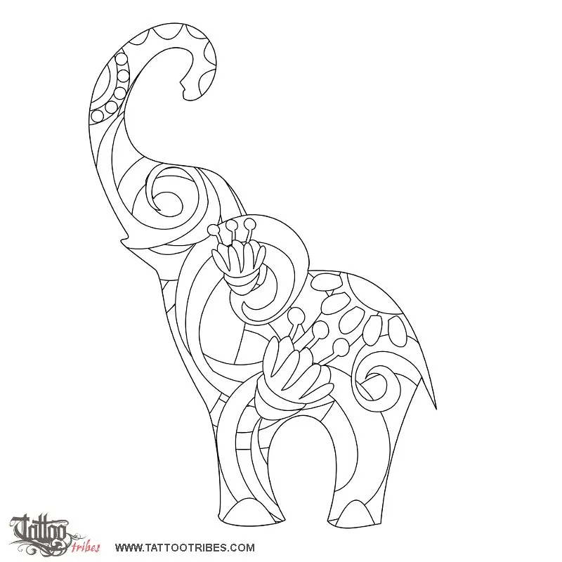 Stencil outline of Elephant, Good luck