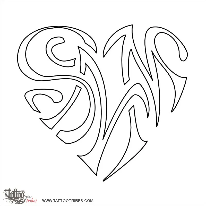 Stencil outline of S+N+M heart, Bond