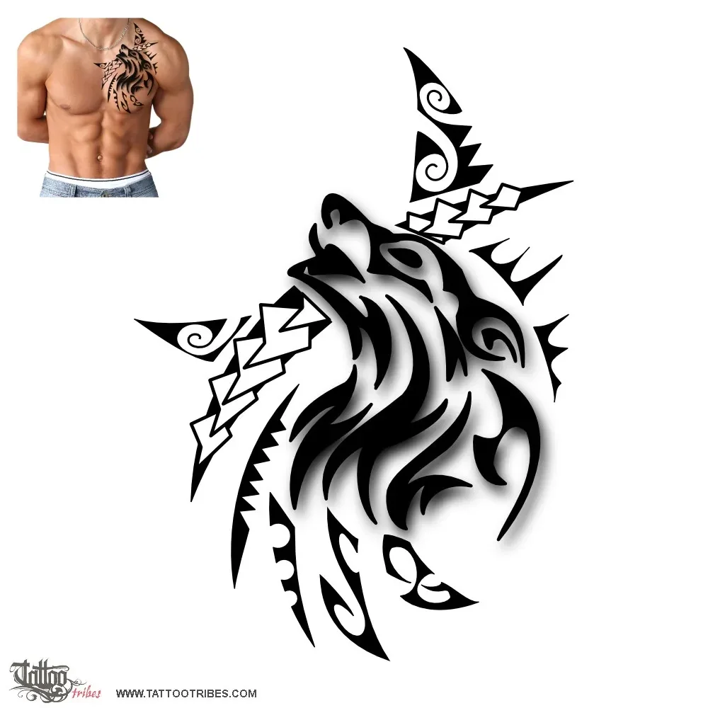 Tattoo image of Tribal wolf, Strength, passion